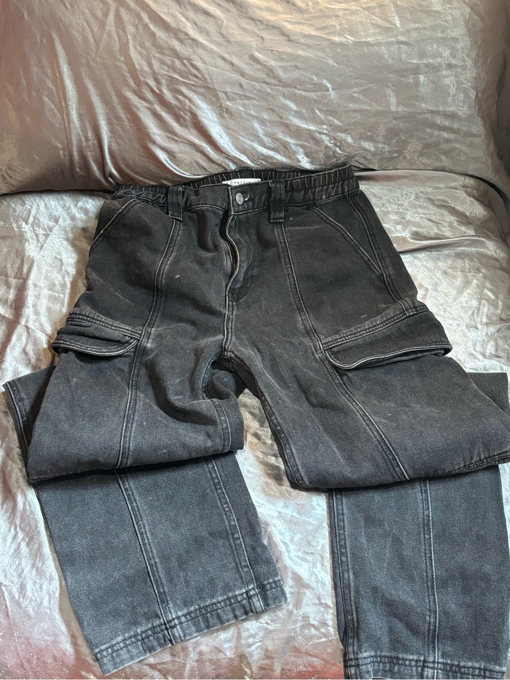 PacSun Women's Black Cargo Pants with Utility Pockets